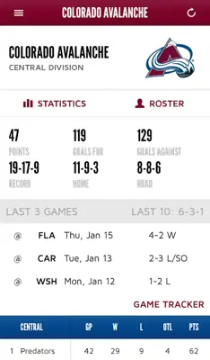 Colorado Avalanche Official android App screenshot 0